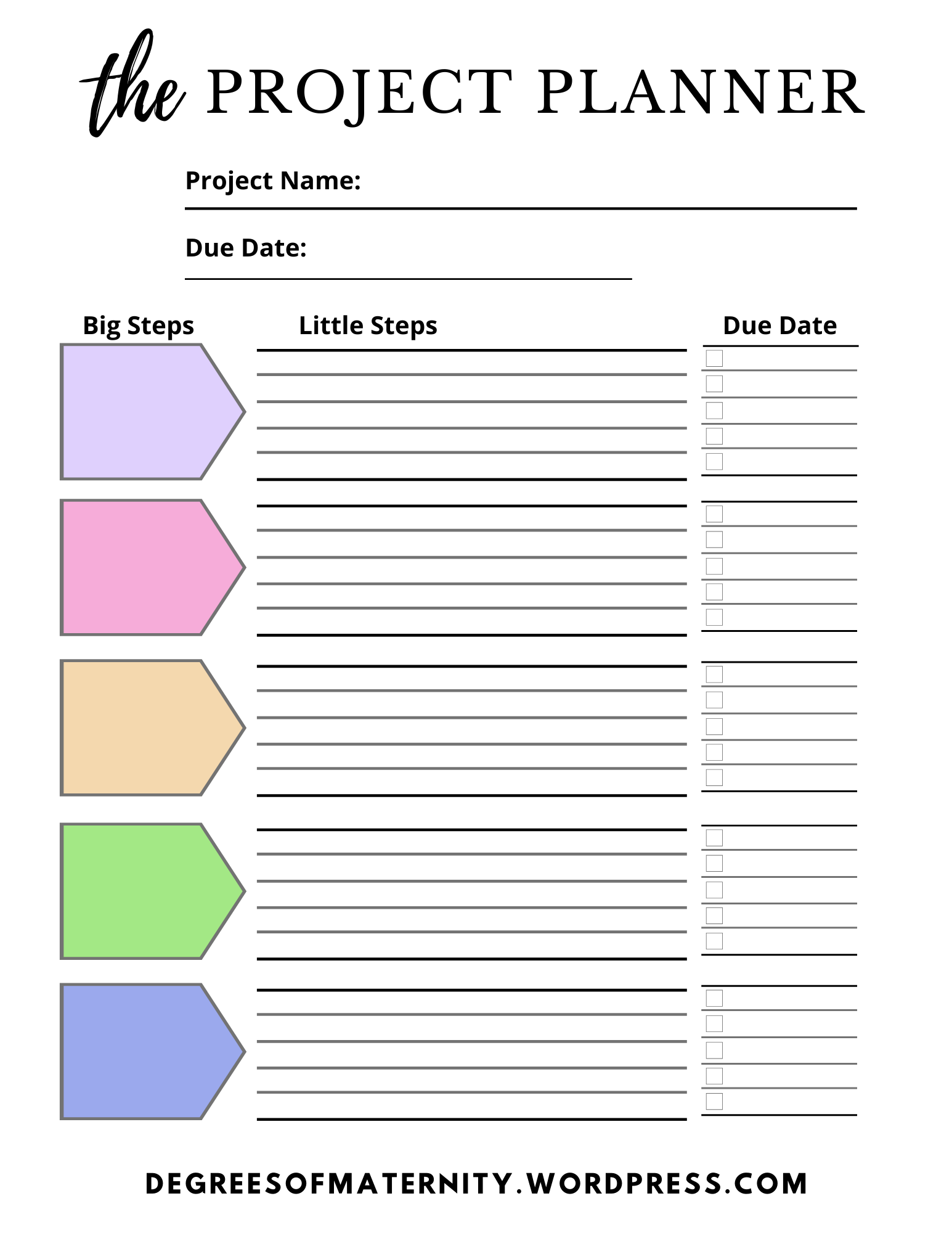 Project Chapter Planner Freebie Friday: The Project Planner