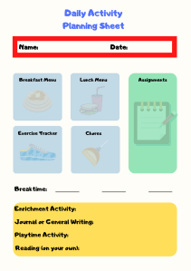 Daily Activity Planning Sheet