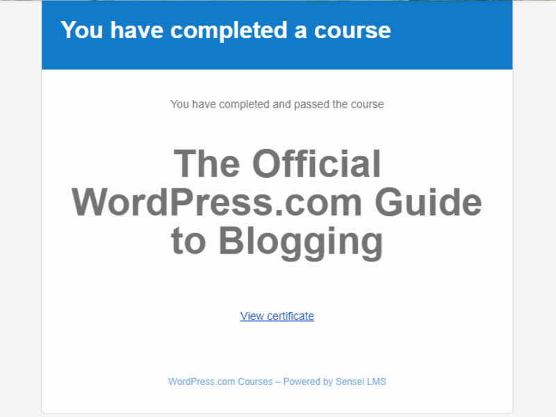 Completed WordPress Course
